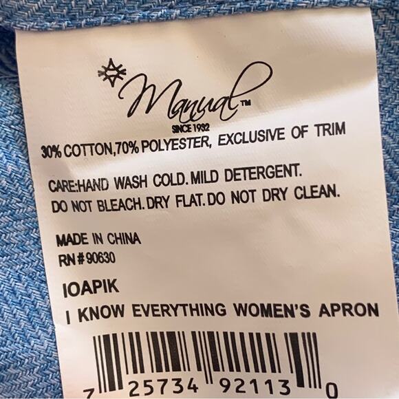 Manual Woodworkers Weavers Apron Blue I Know Everything Apron One Size NEW - Picture 8 of 10